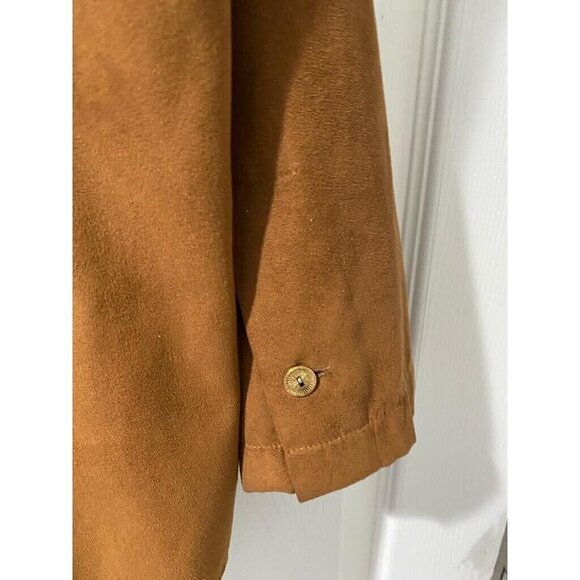 Defense D'Afficher Brown Button Down Top Blouse Shirt Suede France Size 5 - Picture 8 of 11